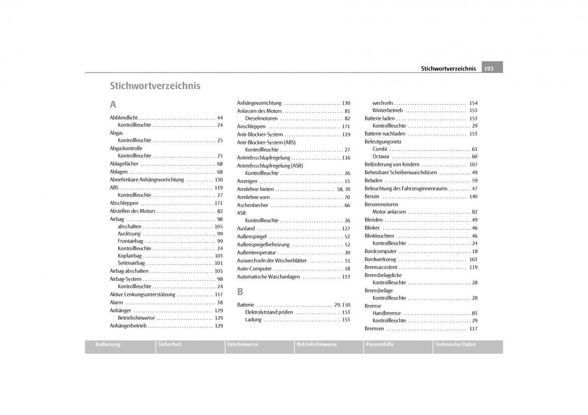 Skoda Octavia II 2 Handbuch / page 194