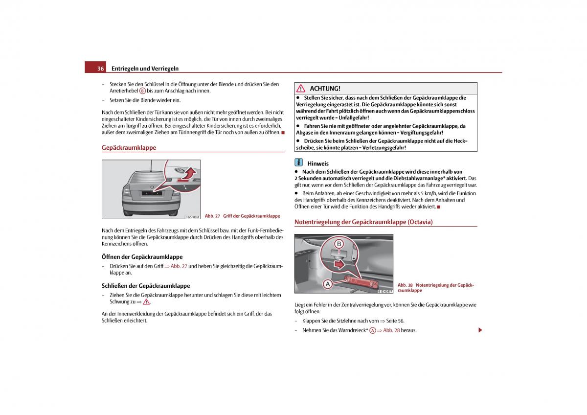 Skoda Octavia II 2 Handbuch / page 37