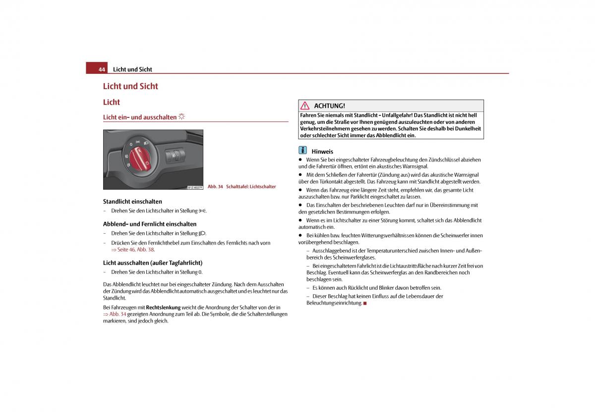 Skoda Octavia II 2 Handbuch / page 45