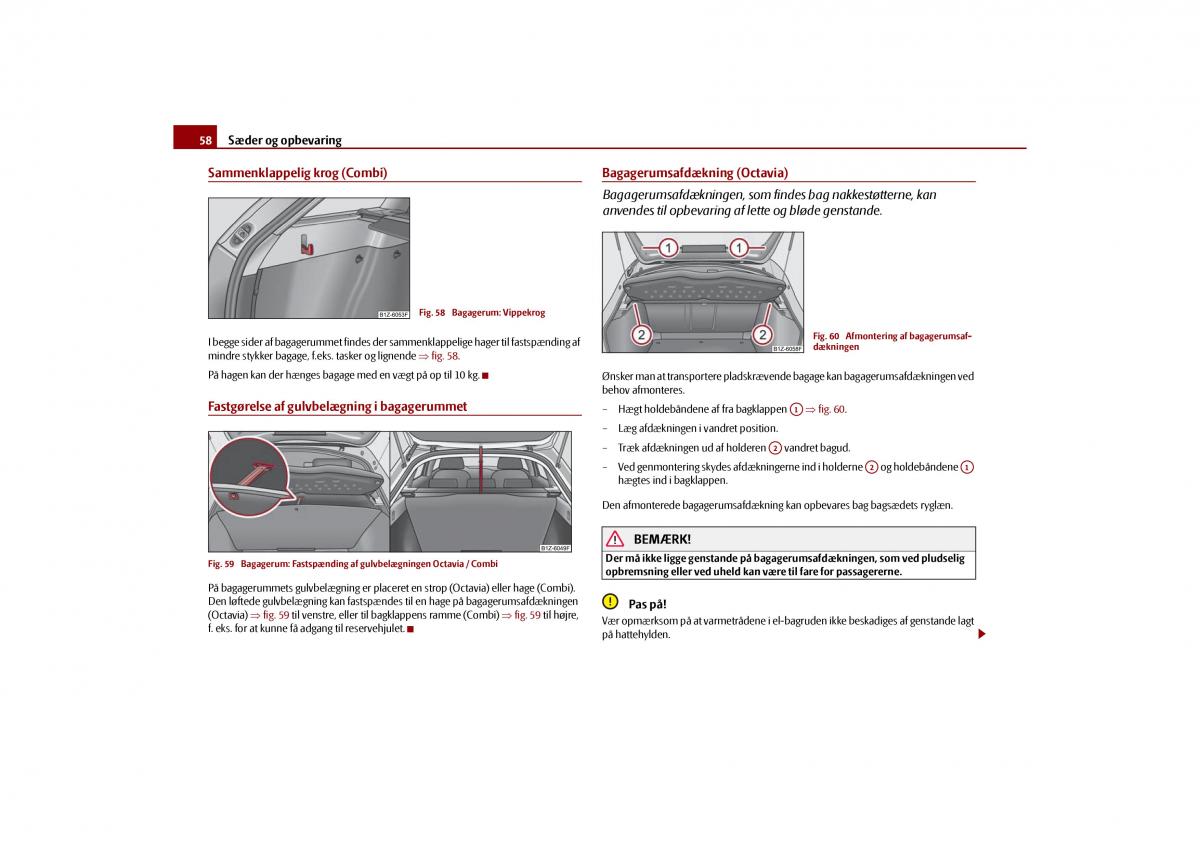 Skoda Octavia II 2 Bilens instruktionsbog / page 59