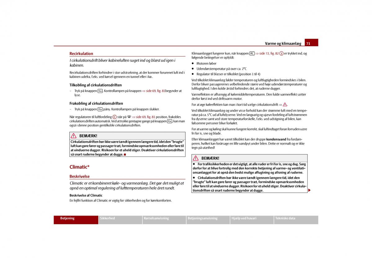 Skoda Octavia II 2 Bilens instruktionsbog / page 72