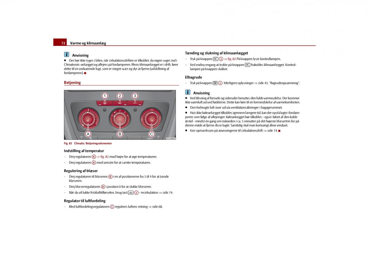 Skoda Octavia II 2 Bilens instruktionsbog / page 73