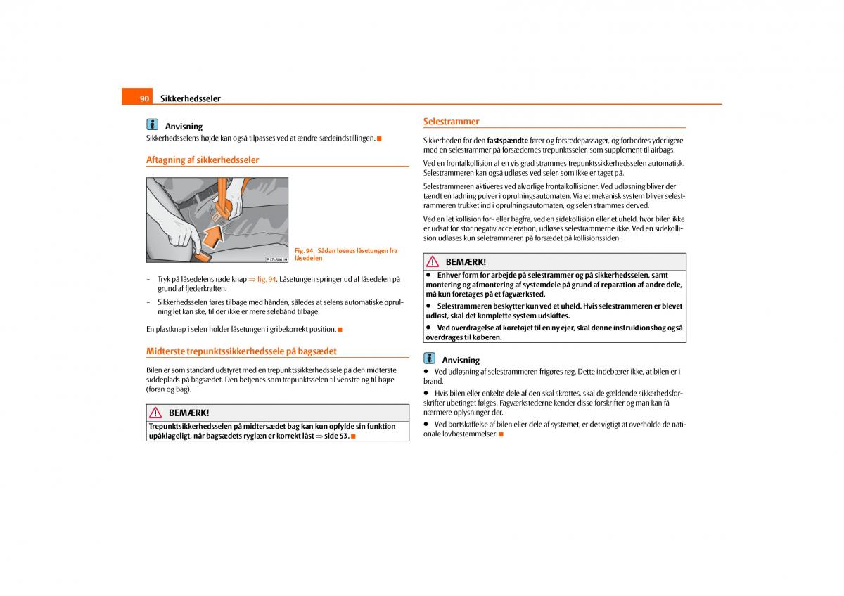 Skoda Octavia II 2 Bilens instruktionsbog / page 91