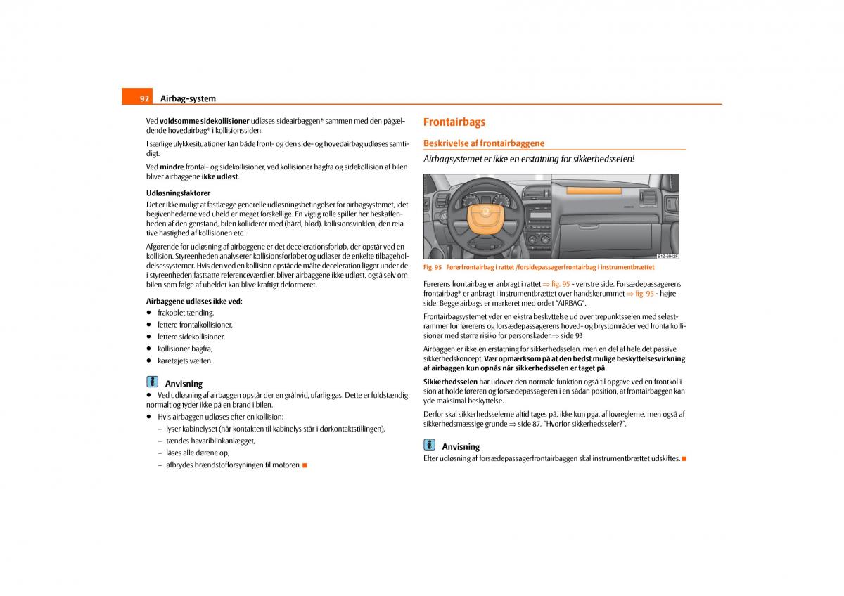 Skoda Octavia II 2 Bilens instruktionsbog / page 93