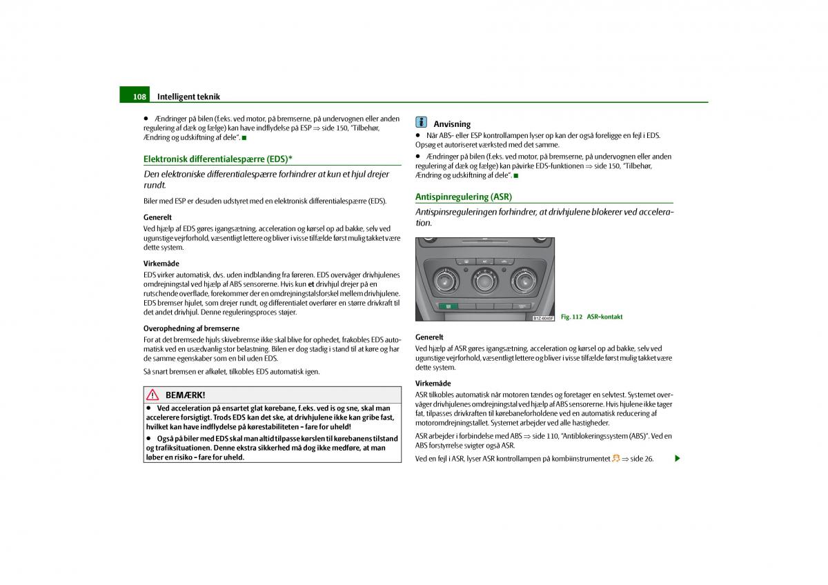 Skoda Octavia II 2 Bilens instruktionsbog / page 109