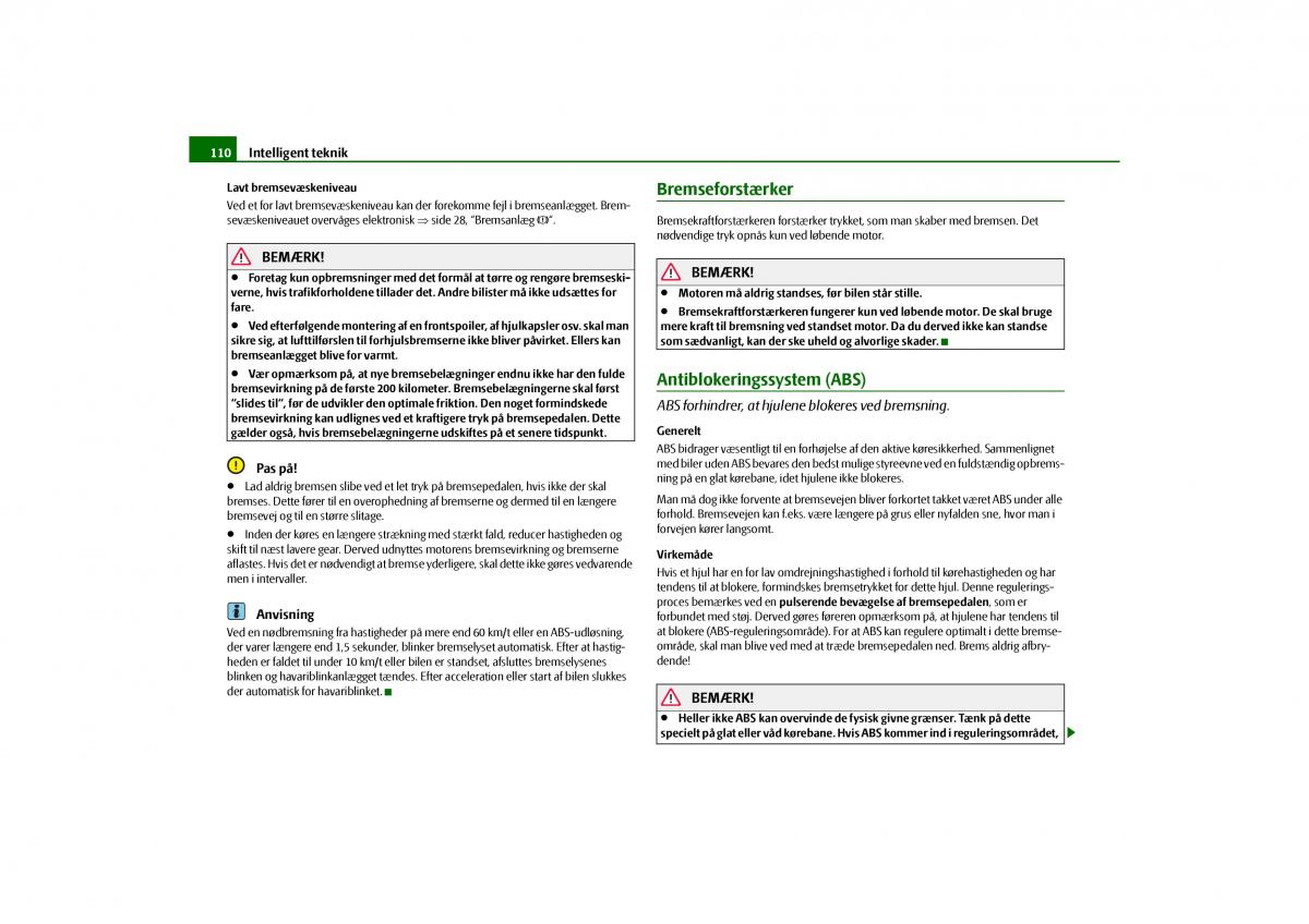 Skoda Octavia II 2 Bilens instruktionsbog / page 111