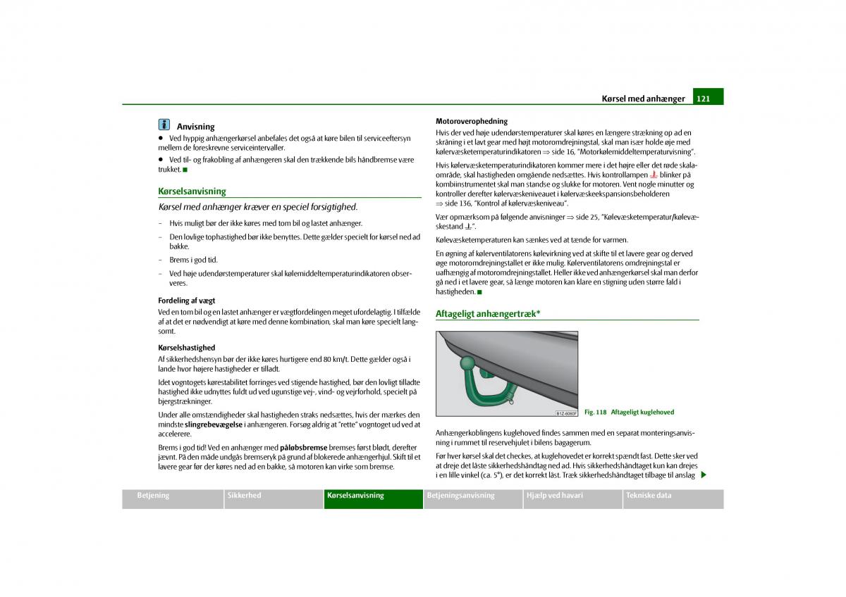 Skoda Octavia II 2 Bilens instruktionsbog / page 122