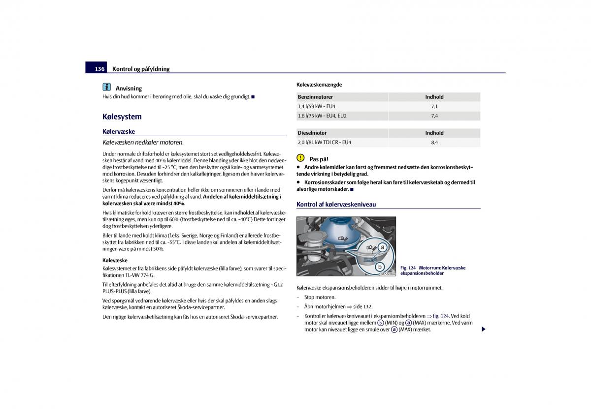 Skoda Octavia II 2 Bilens instruktionsbog / page 137