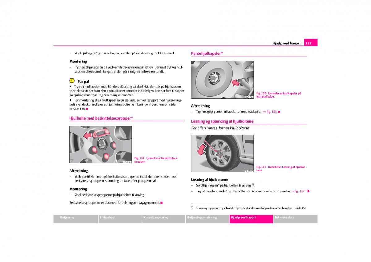 Skoda Octavia II 2 Bilens instruktionsbog / page 156