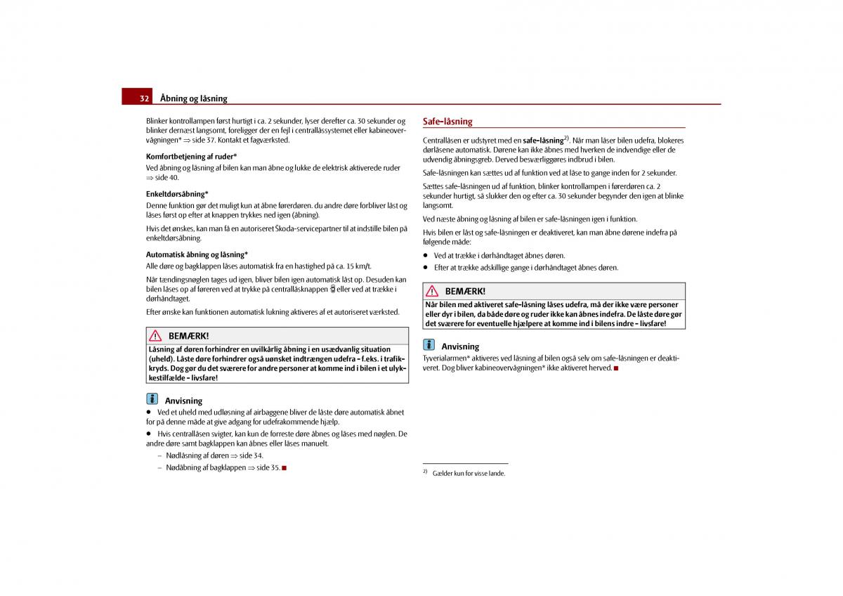 Skoda Octavia II 2 Bilens instruktionsbog / page 33