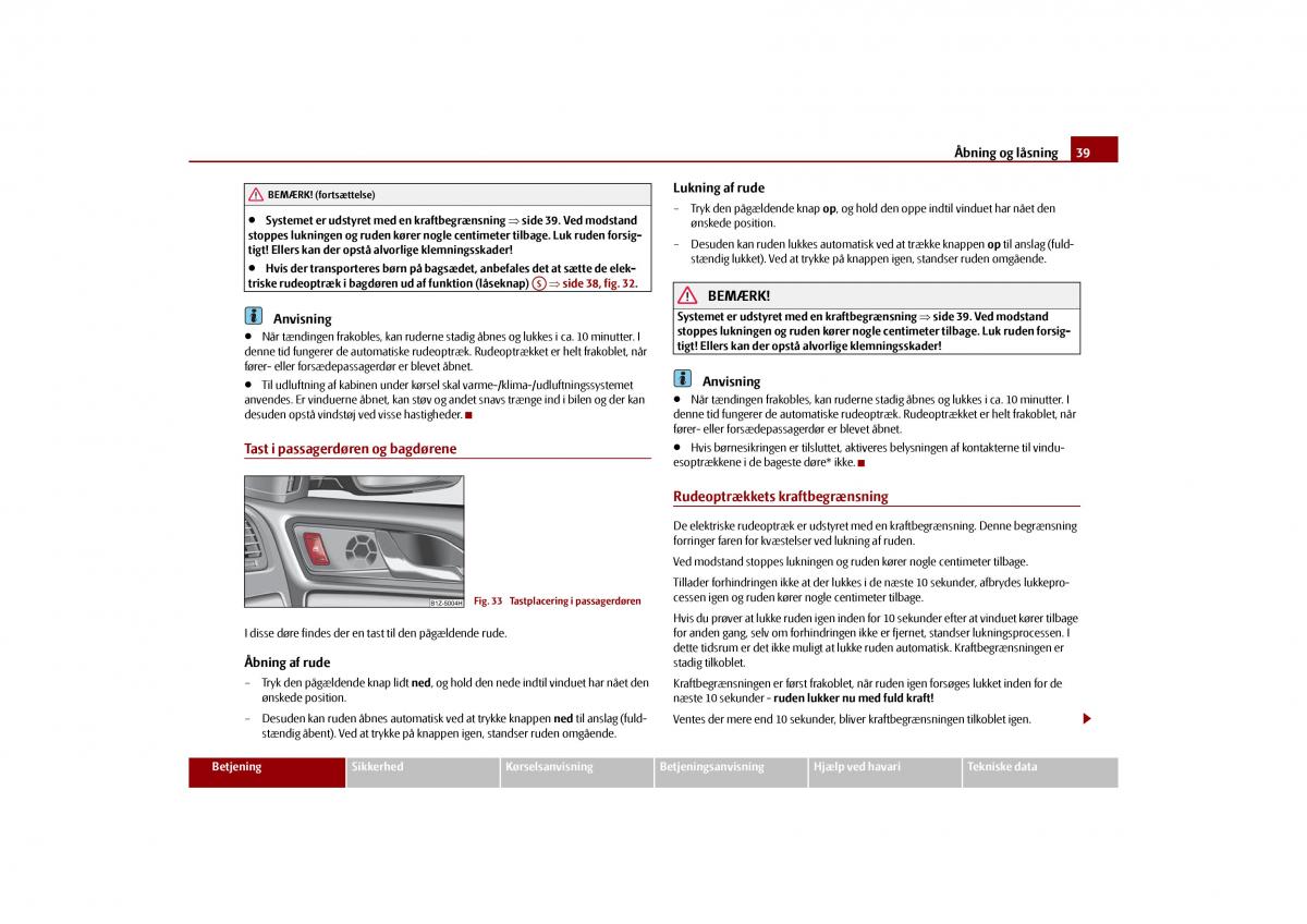 Skoda Octavia II 2 Bilens instruktionsbog / page 40