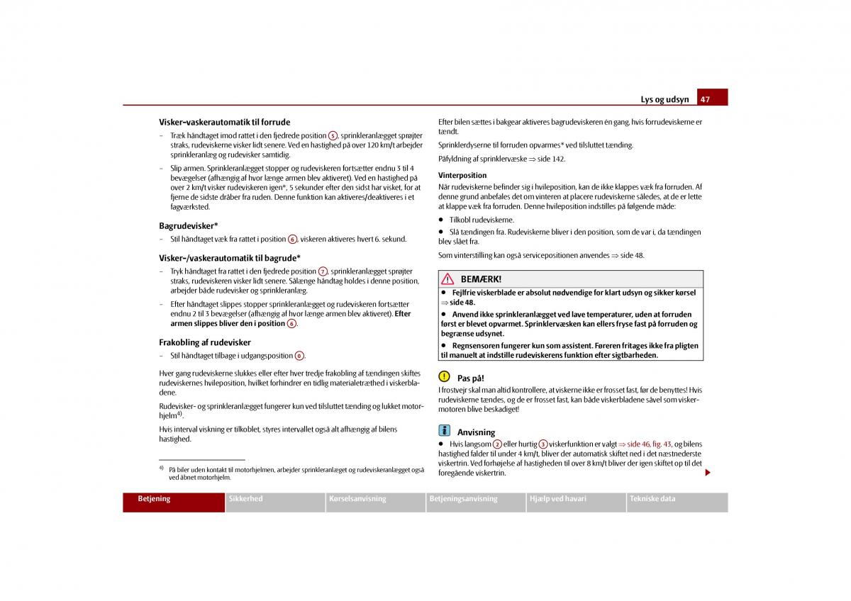 Skoda Octavia II 2 Bilens instruktionsbog / page 48