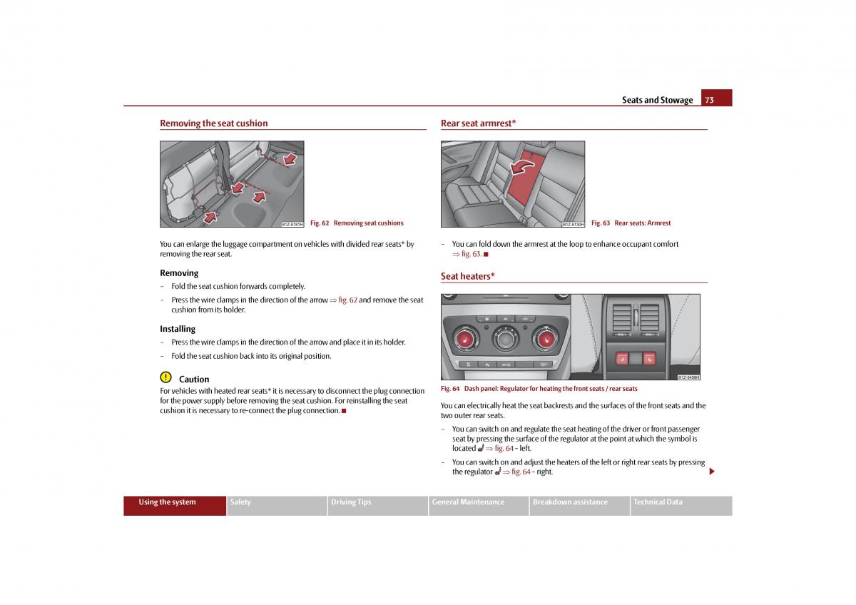 Skoda Octavia II 2 owners manual / page 74