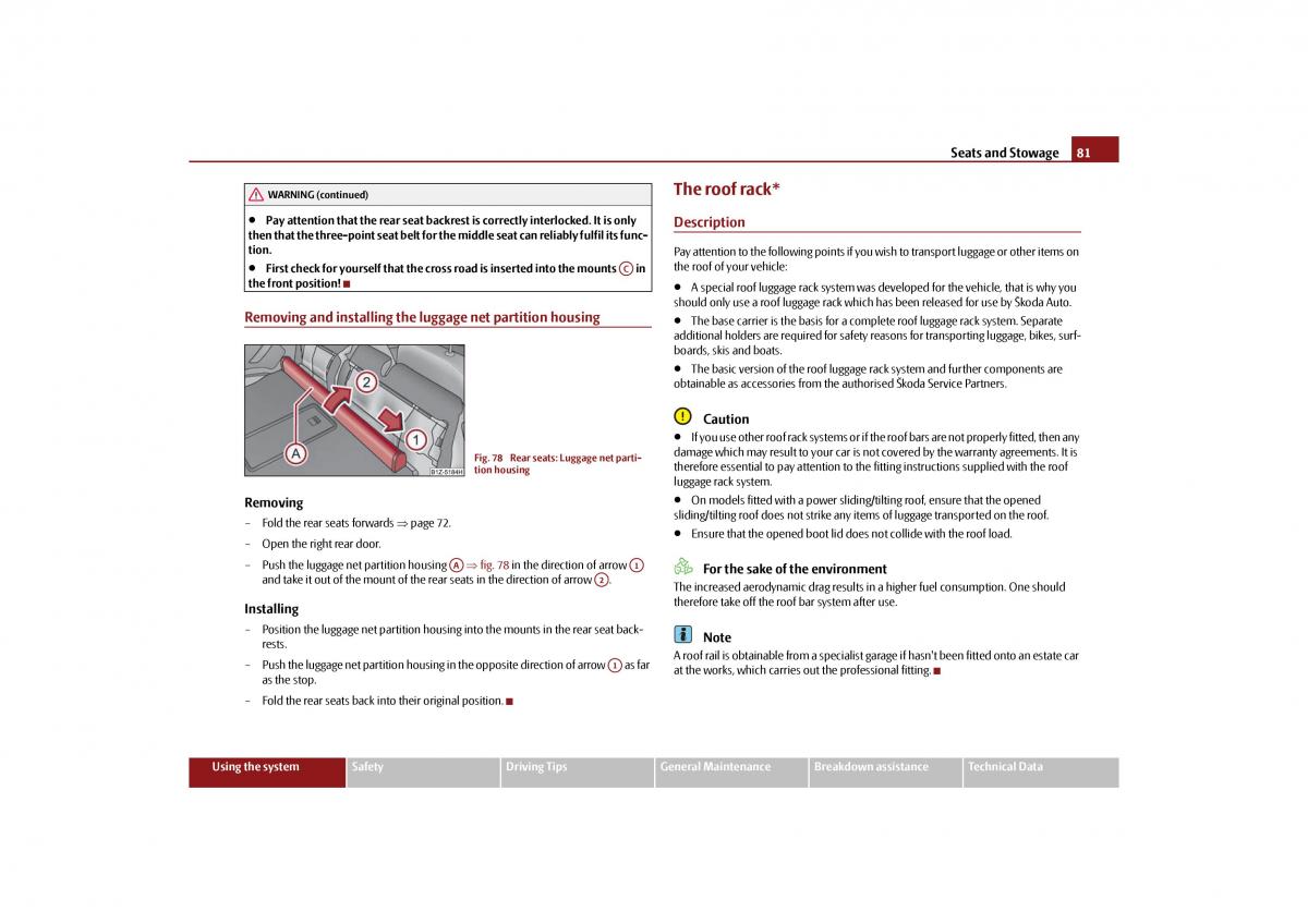 Skoda Octavia II 2 owners manual / page 82