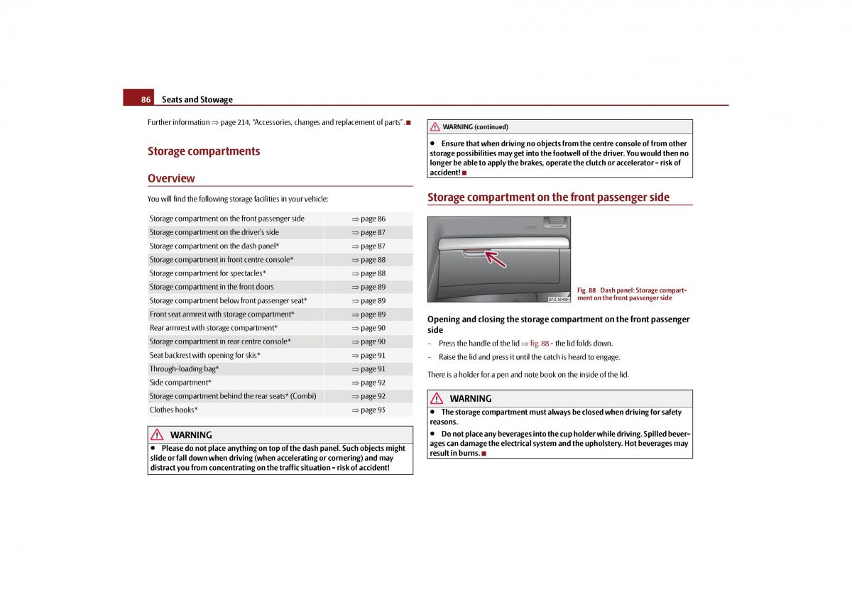 Skoda Octavia II 2 owners manual / page 87