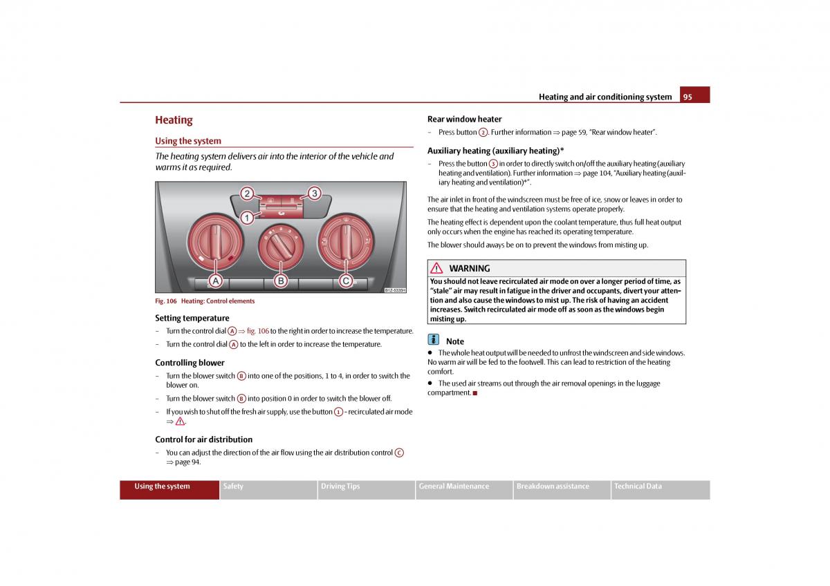 Skoda Octavia II 2 owners manual / page 96