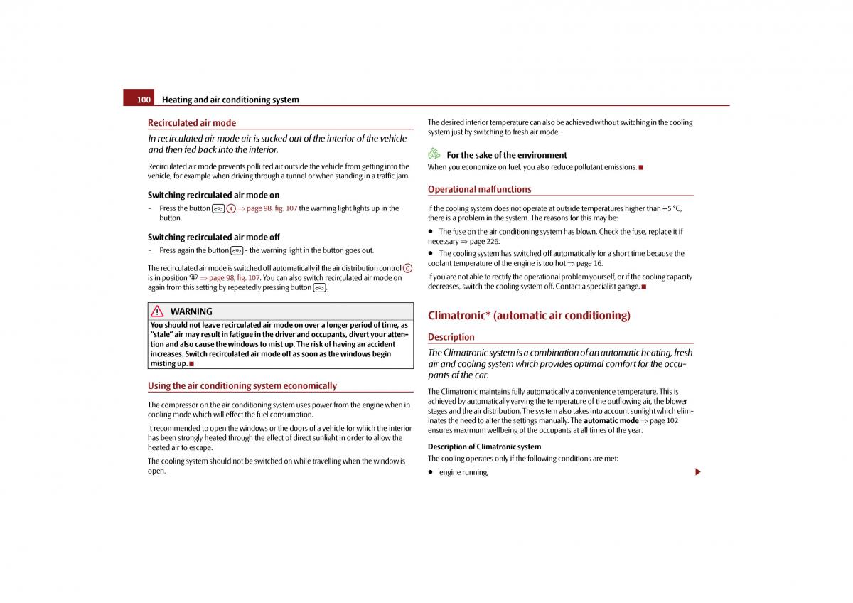 Skoda Octavia II 2 owners manual / page 101