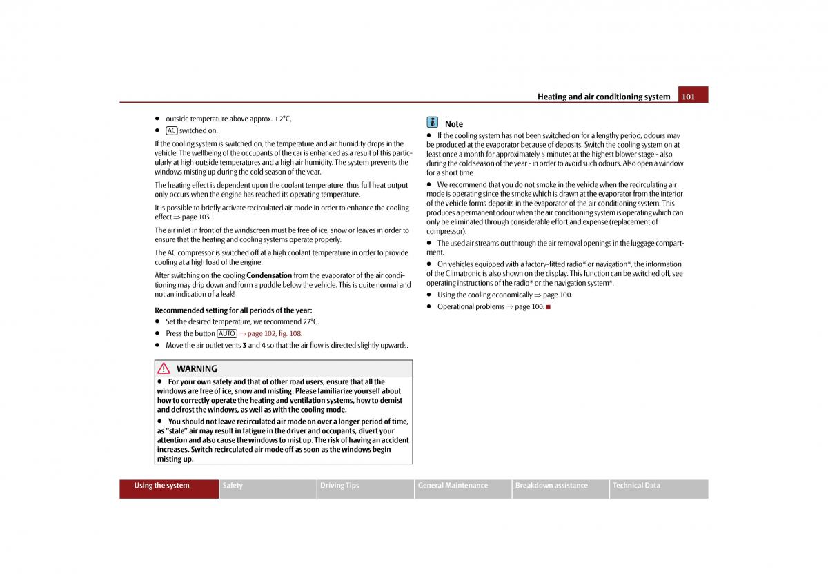 Skoda Octavia II 2 owners manual / page 102