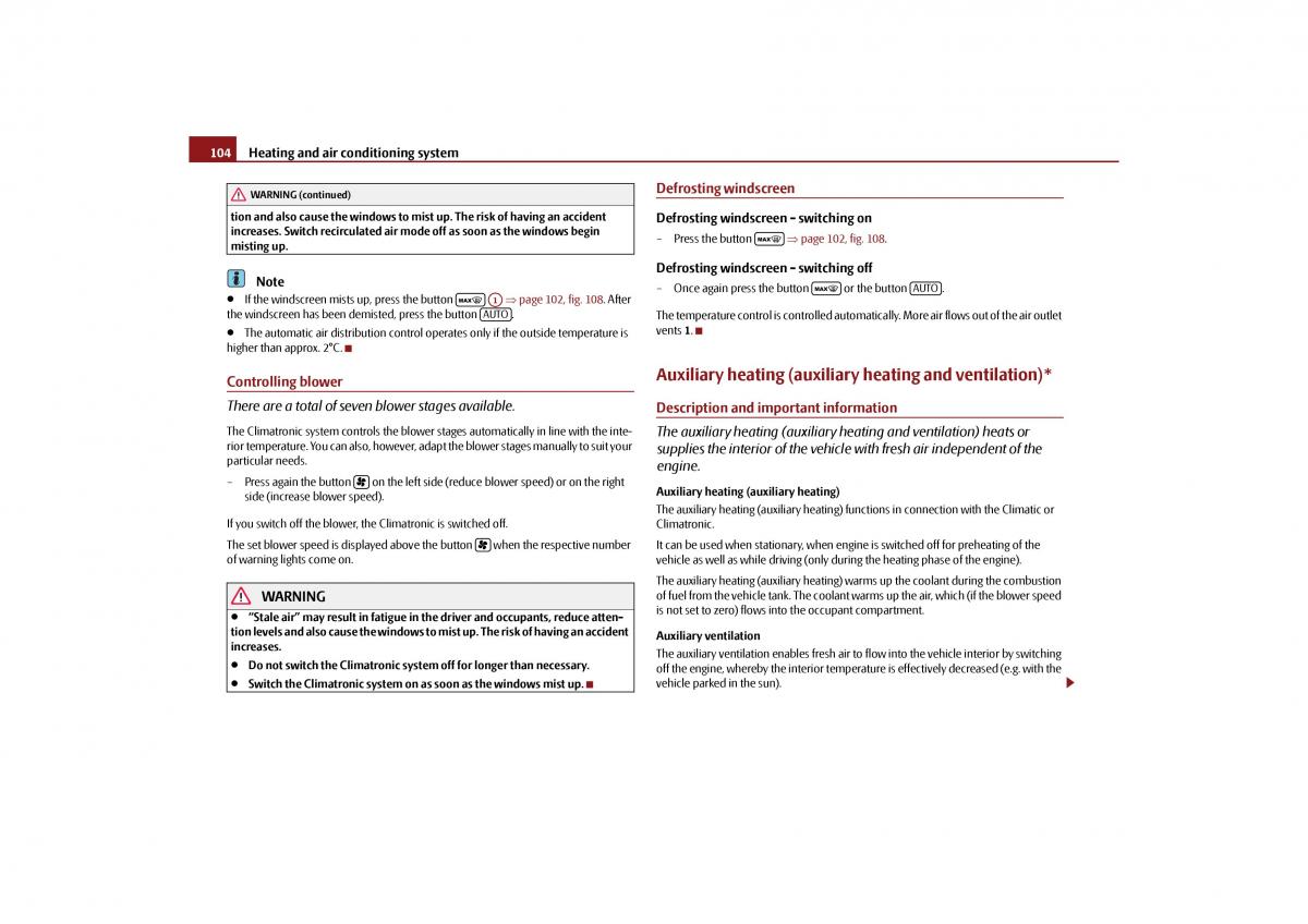 Skoda Octavia II 2 owners manual / page 105