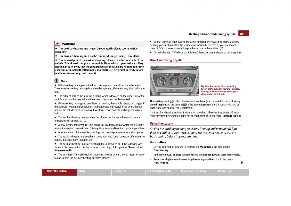 Skoda Octavia II 2 owners manual / page 106