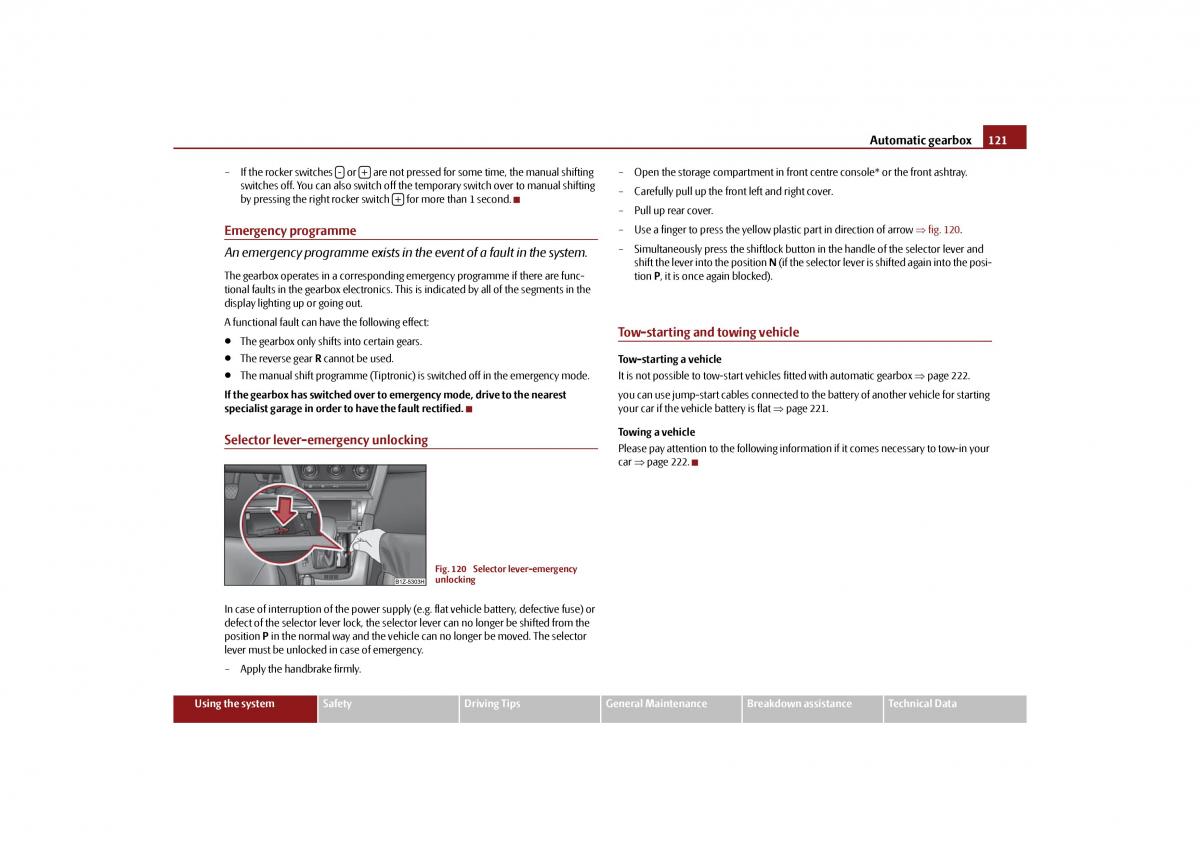 Skoda Octavia II 2 owners manual / page 122