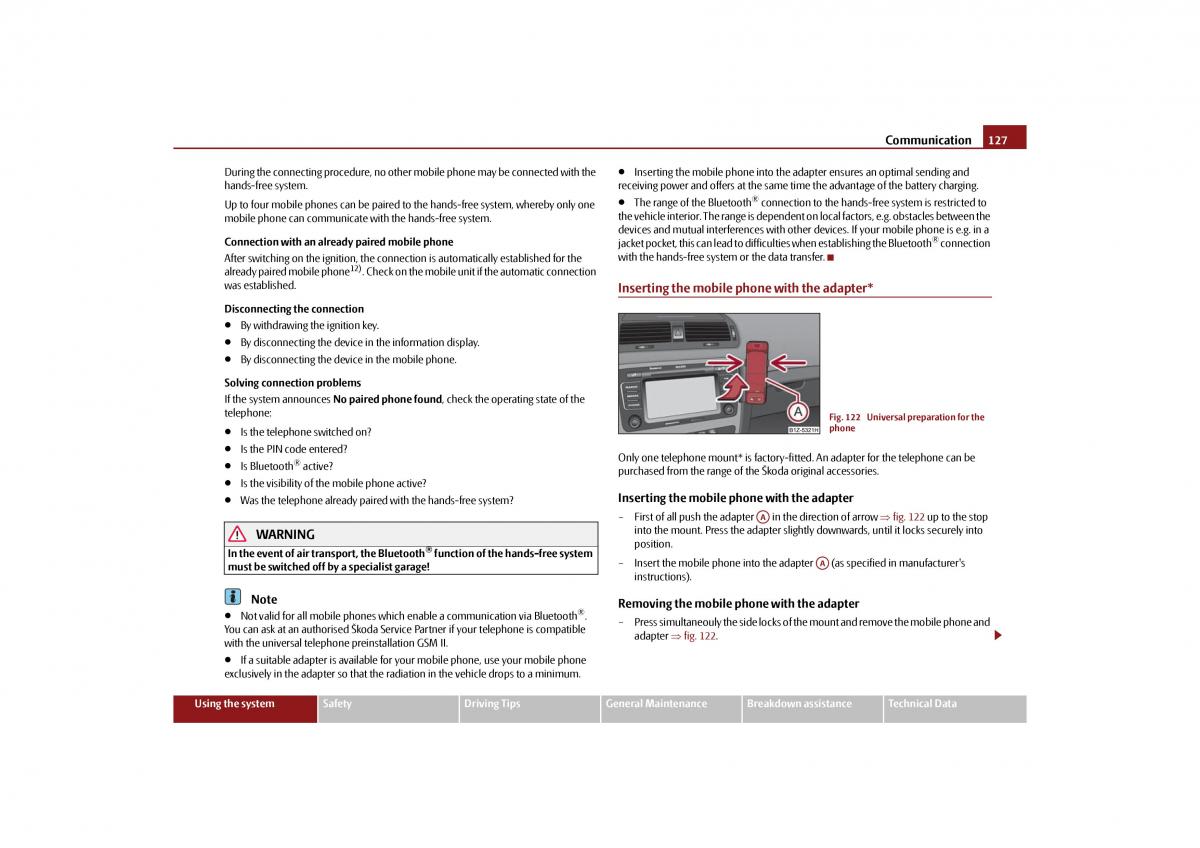 Skoda Octavia II 2 owners manual / page 128