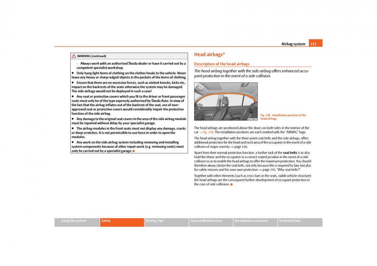 Skoda Octavia II 2 owners manual / page 156