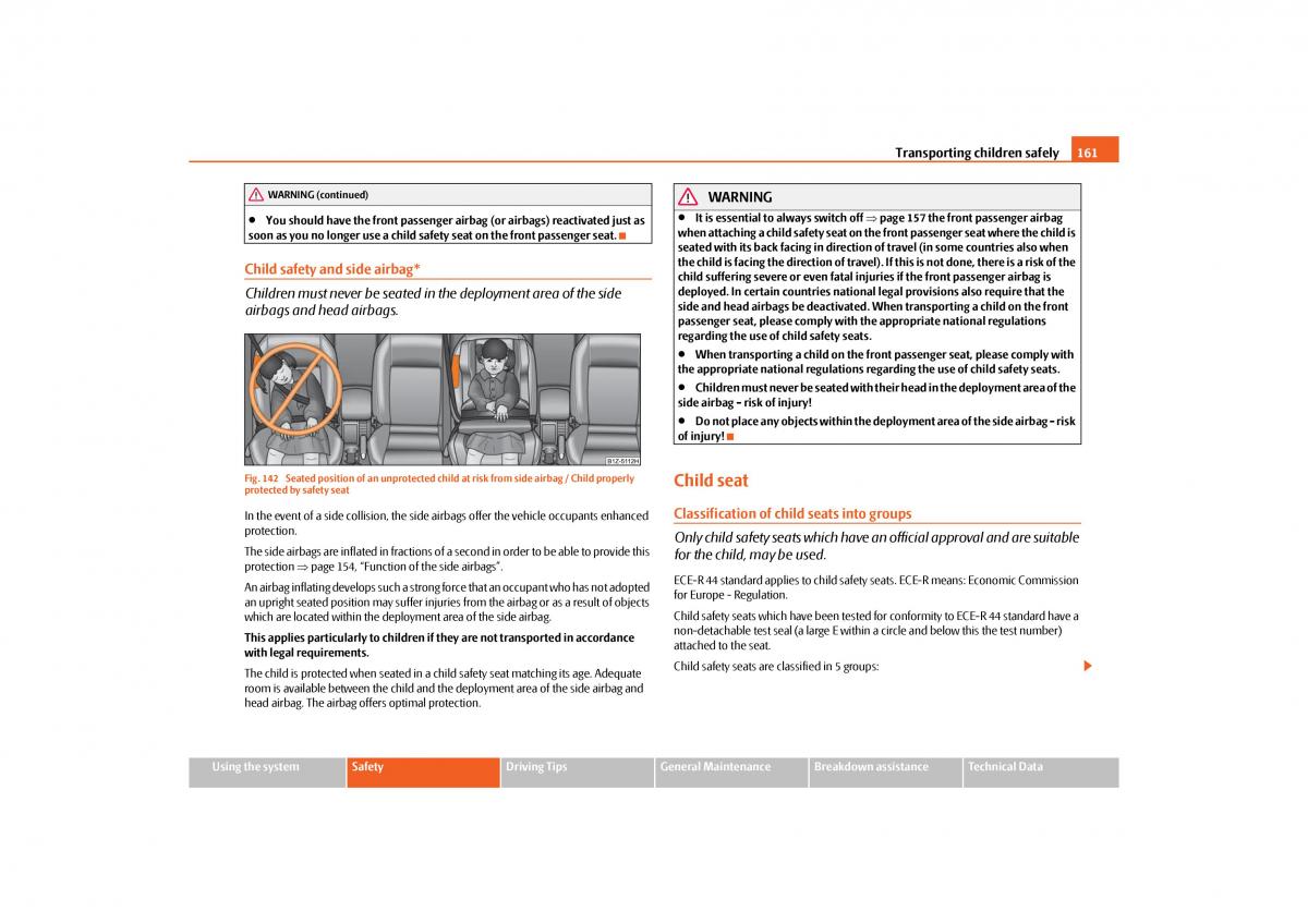 Skoda Octavia II 2 owners manual / page 162