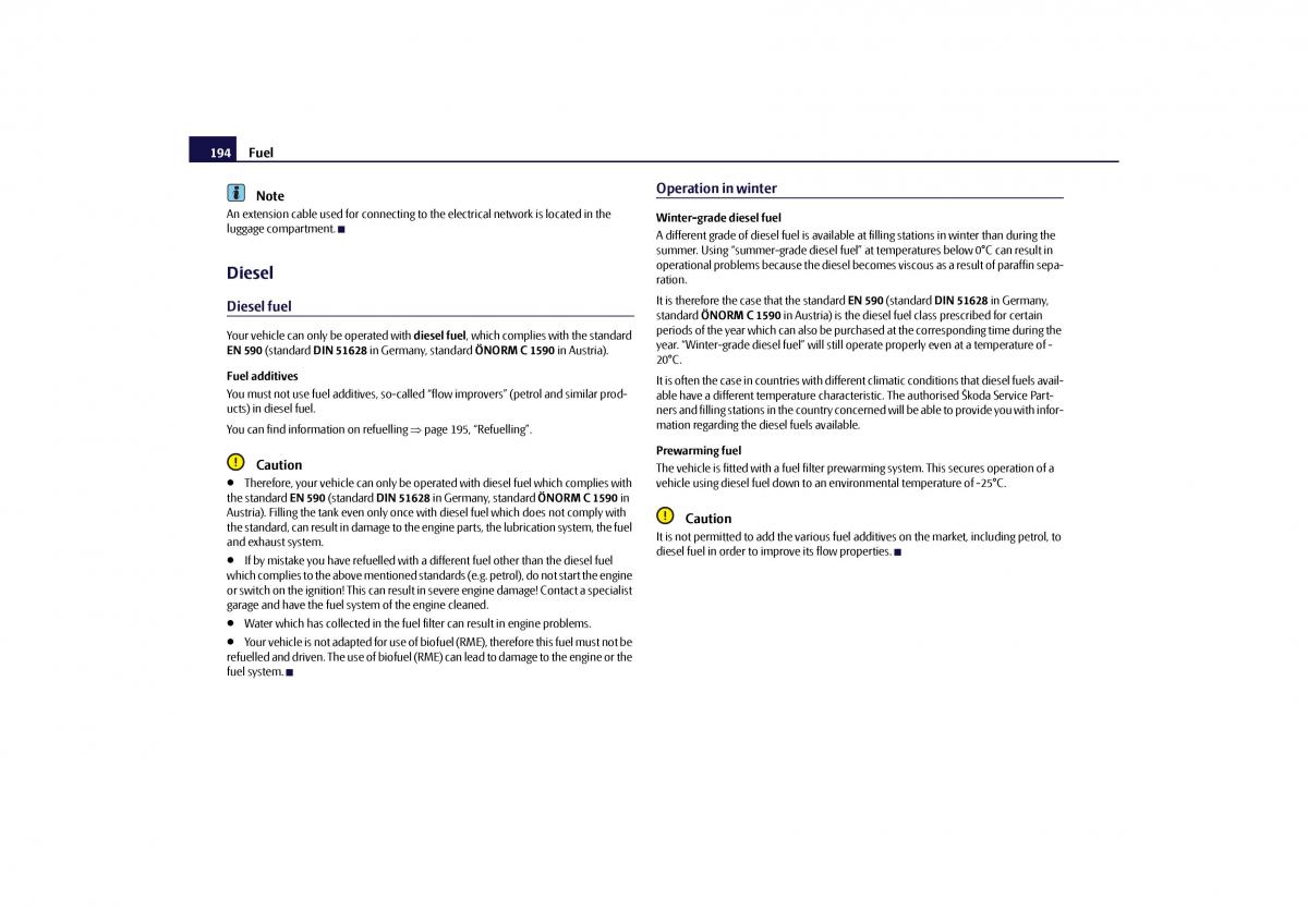 Skoda Octavia II 2 owners manual / page 195