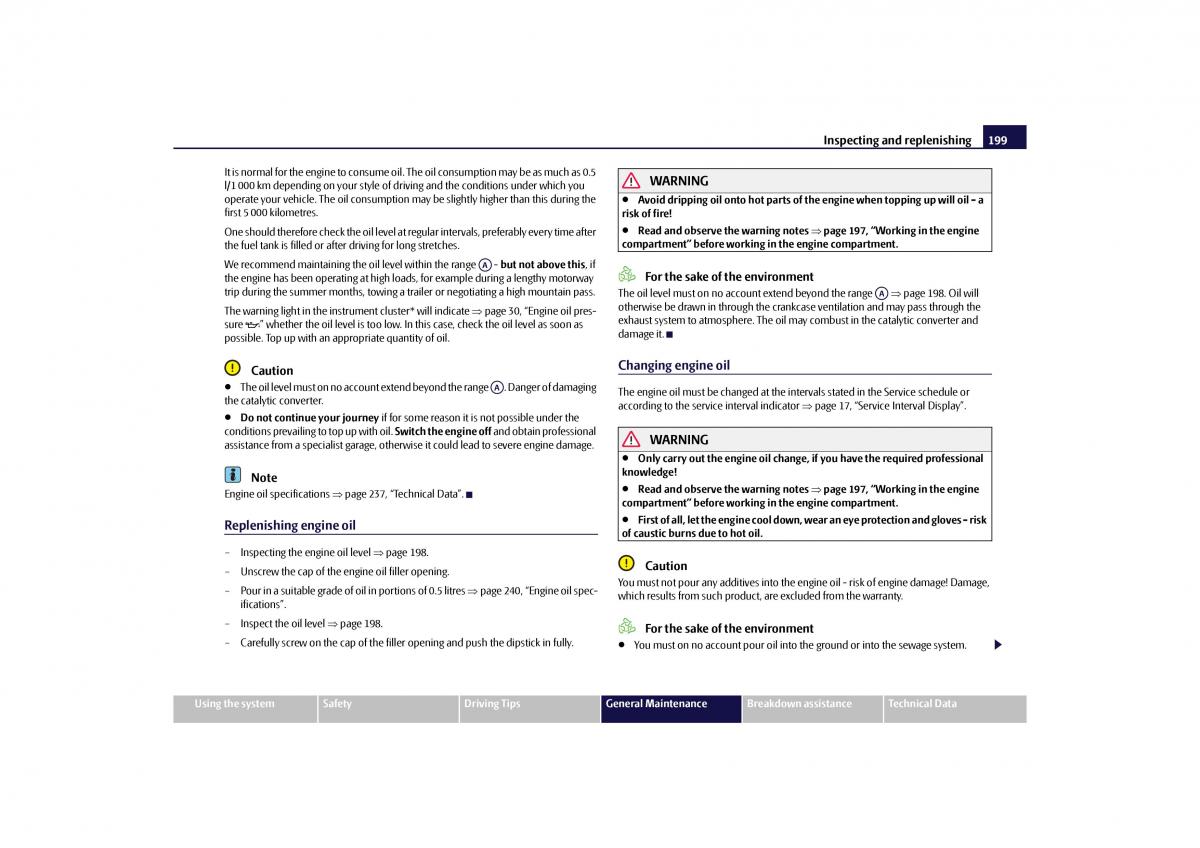 Skoda Octavia II 2 owners manual / page 200