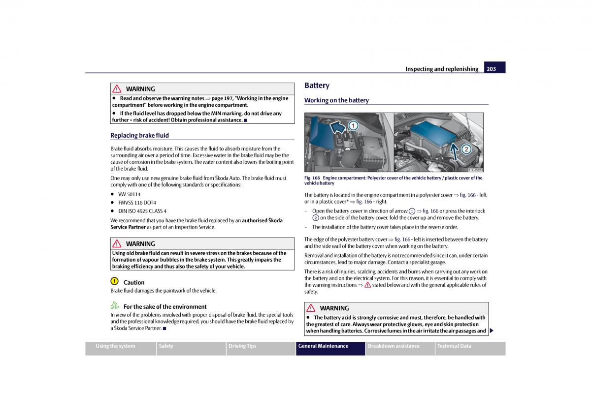 Skoda Octavia II 2 owners manual / page 204