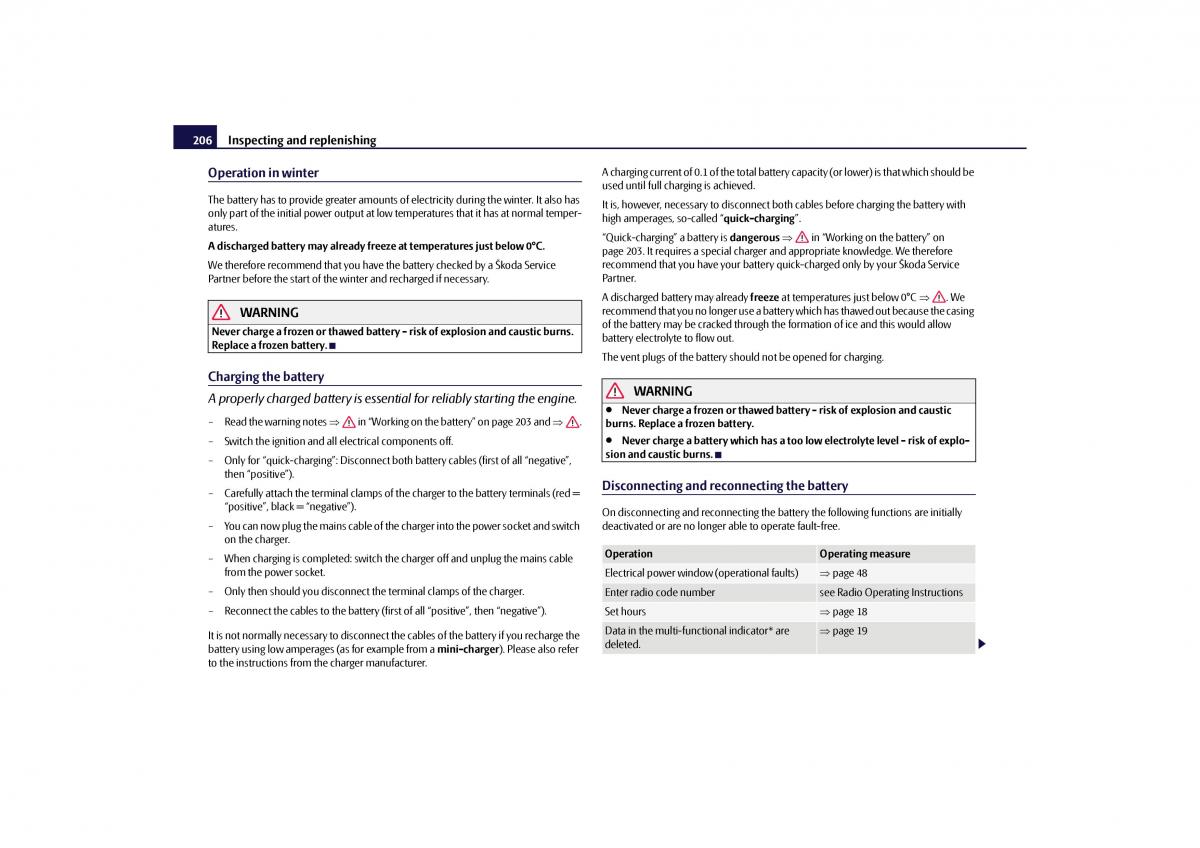 Skoda Octavia II 2 owners manual / page 207