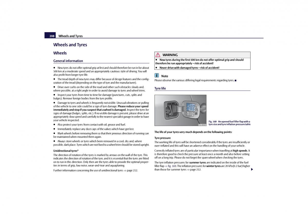 Skoda Octavia II 2 owners manual / page 209