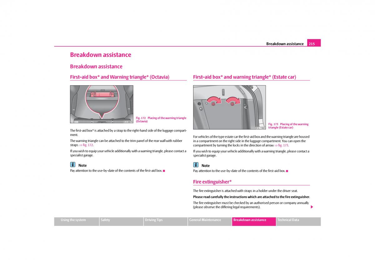 Skoda Octavia II 2 owners manual / page 216