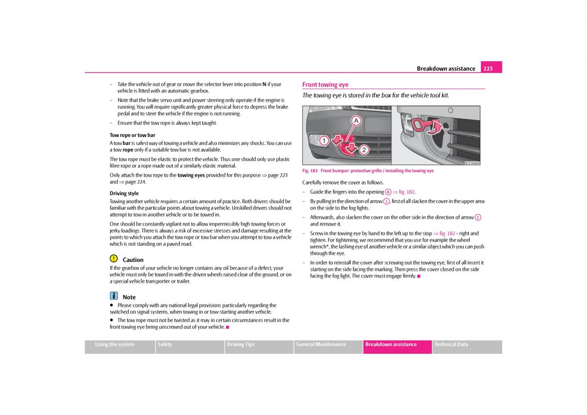 Skoda Octavia II 2 owners manual / page 224