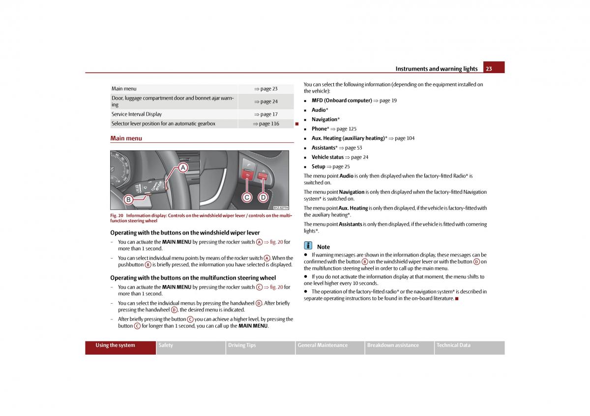 Skoda Octavia II 2 owners manual / page 24