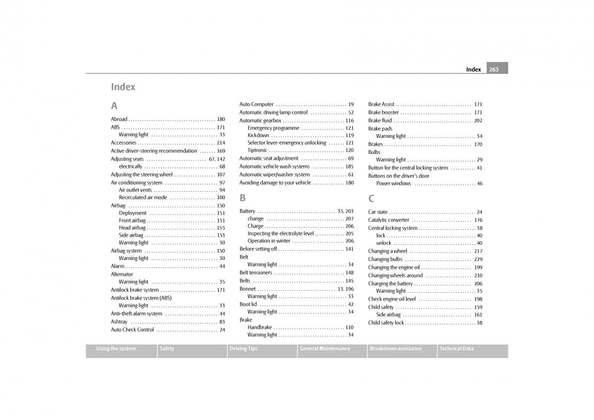 Skoda Octavia II 2 owners manual / page 264