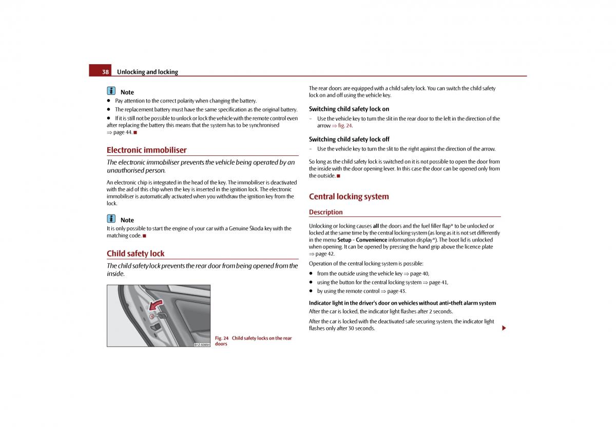 Skoda Octavia II 2 owners manual / page 39