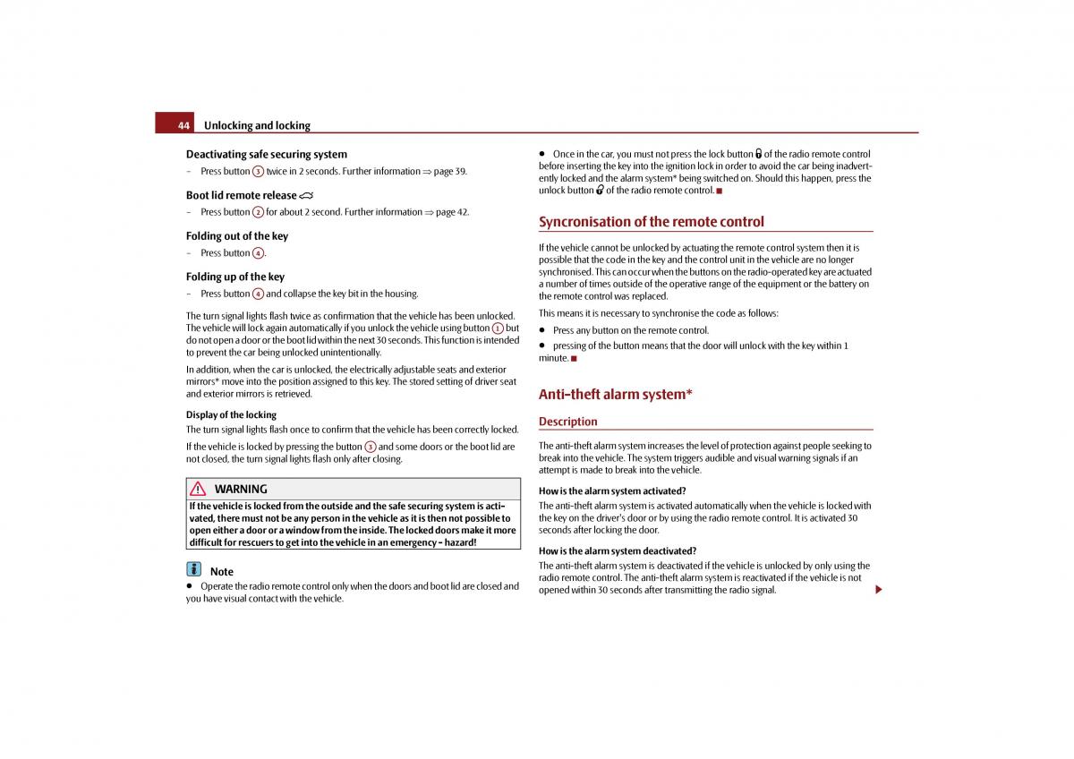 Skoda Octavia II 2 owners manual / page 45