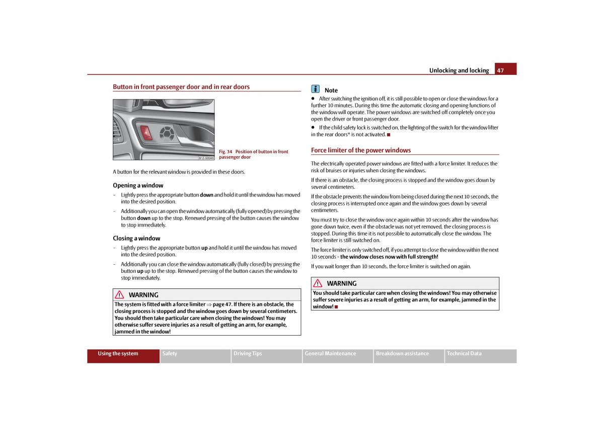 Skoda Octavia II 2 owners manual / page 48