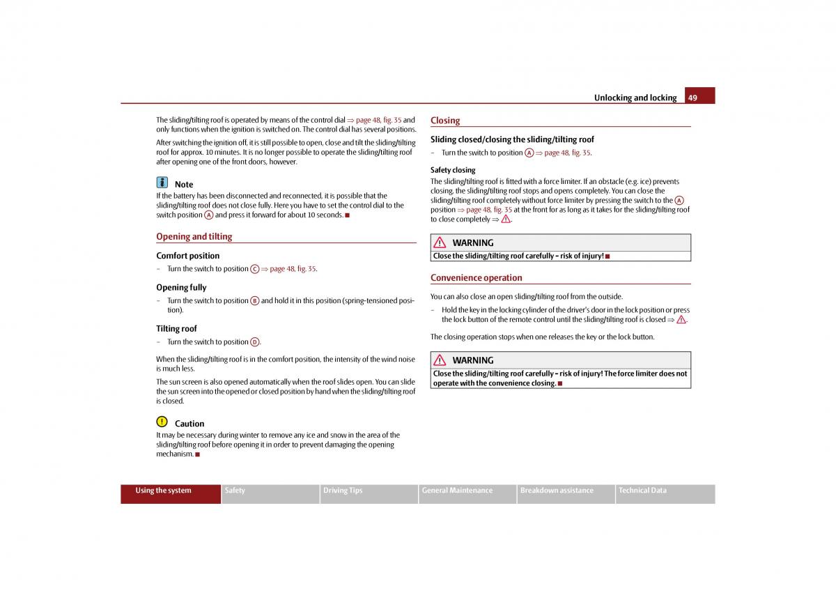 Skoda Octavia II 2 owners manual / page 50