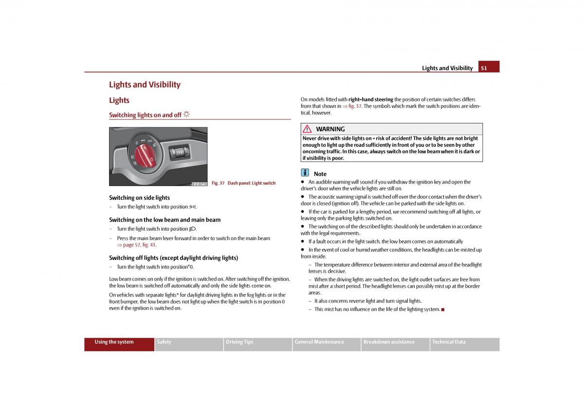 Skoda Octavia II 2 owners manual / page 52