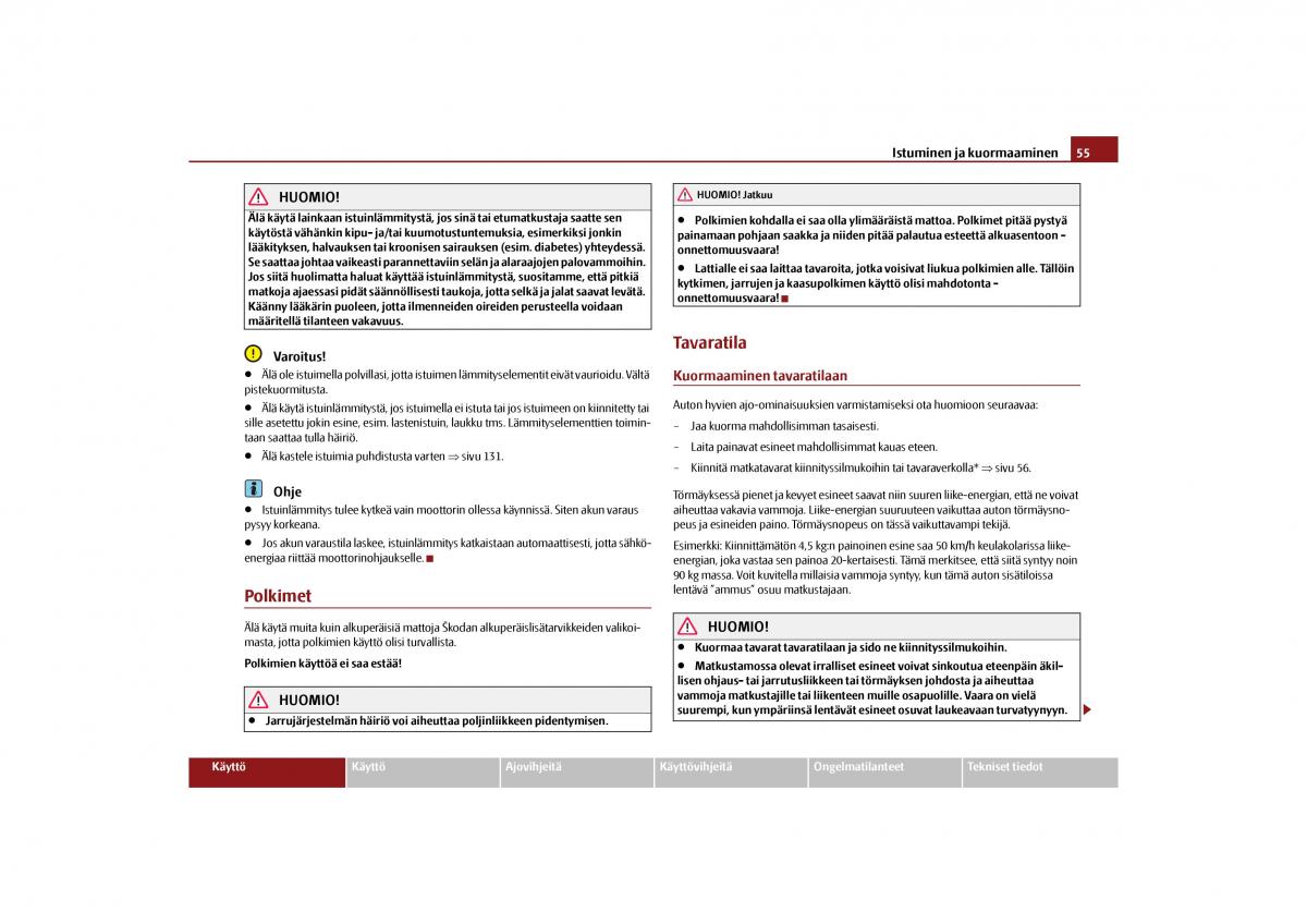 Skoda Octavia II 2 omistajan kasikirja / page 56