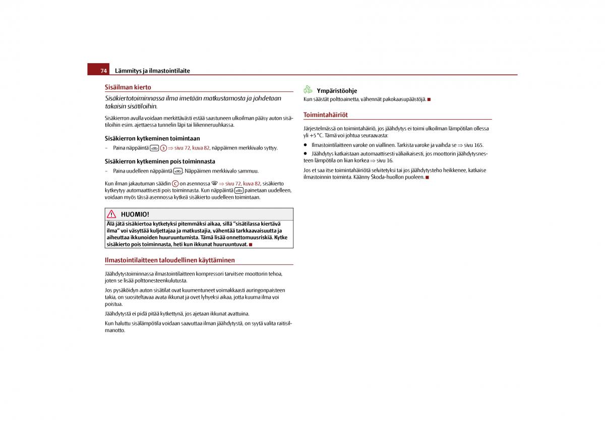 Skoda Octavia II 2 omistajan kasikirja / page 75