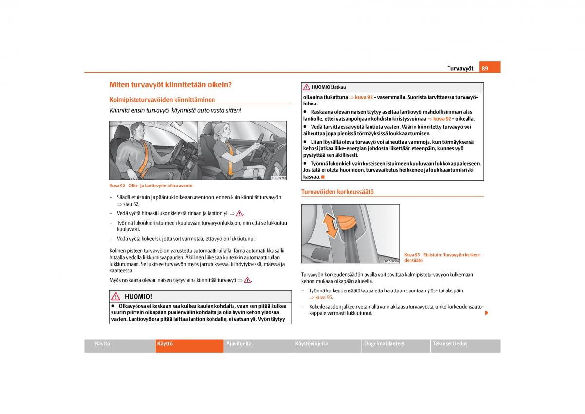 Skoda Octavia II 2 omistajan kasikirja / page 90