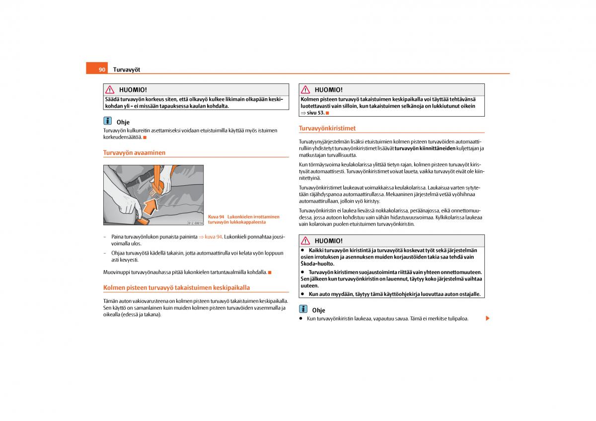 Skoda Octavia II 2 omistajan kasikirja / page 91