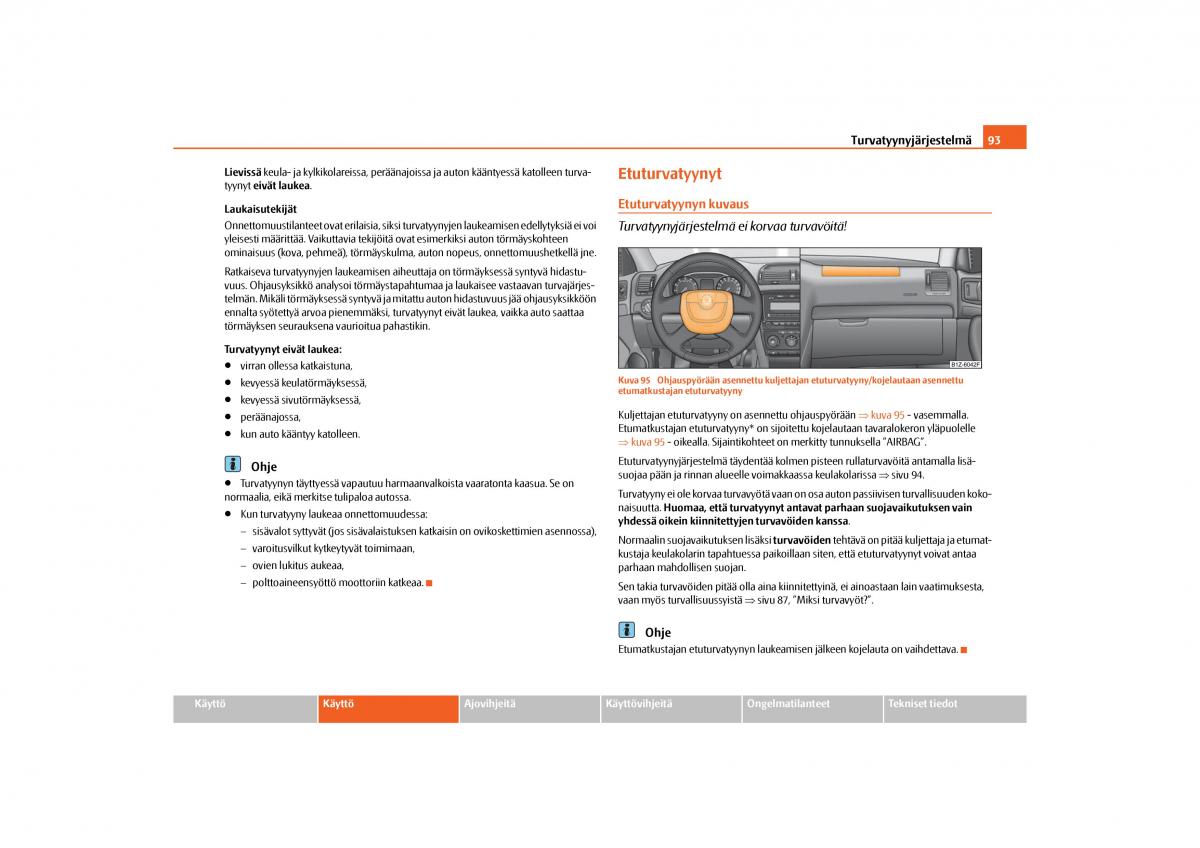 Skoda Octavia II 2 omistajan kasikirja / page 94
