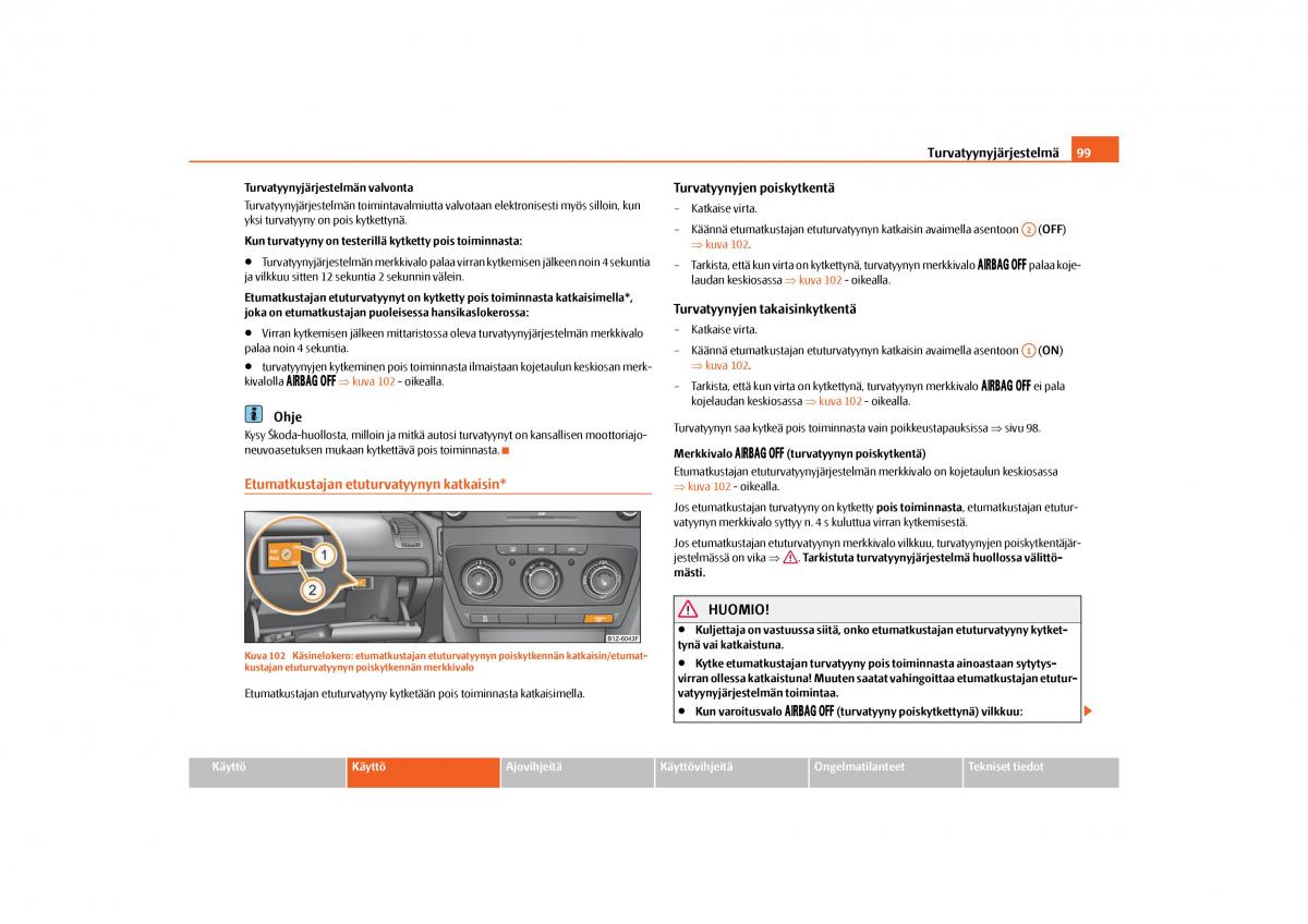 Skoda Octavia II 2 omistajan kasikirja / page 100