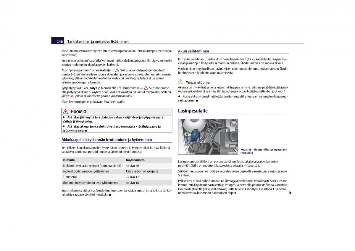 Skoda Octavia II 2 omistajan kasikirja / page 147