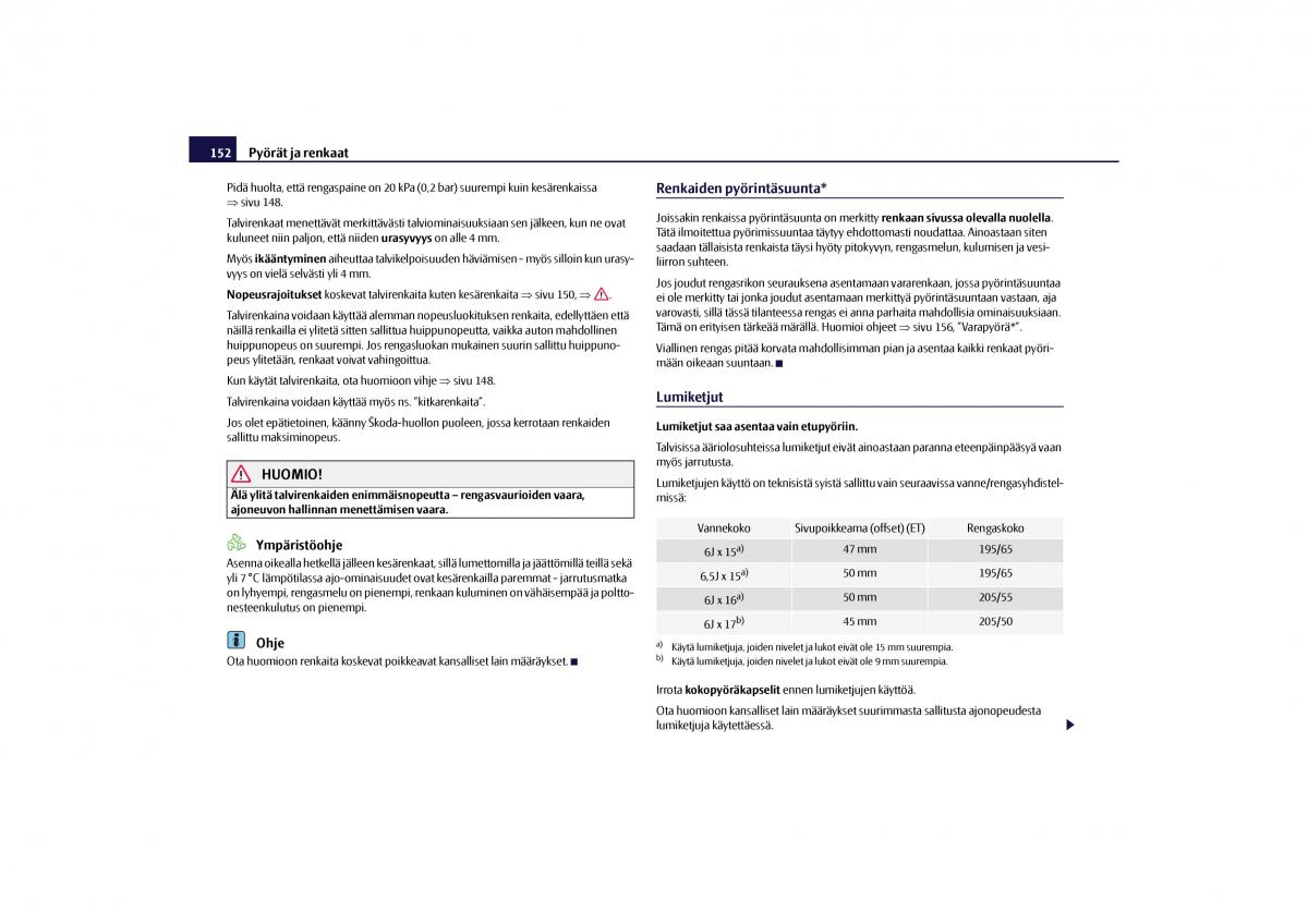 Skoda Octavia II 2 omistajan kasikirja / page 153